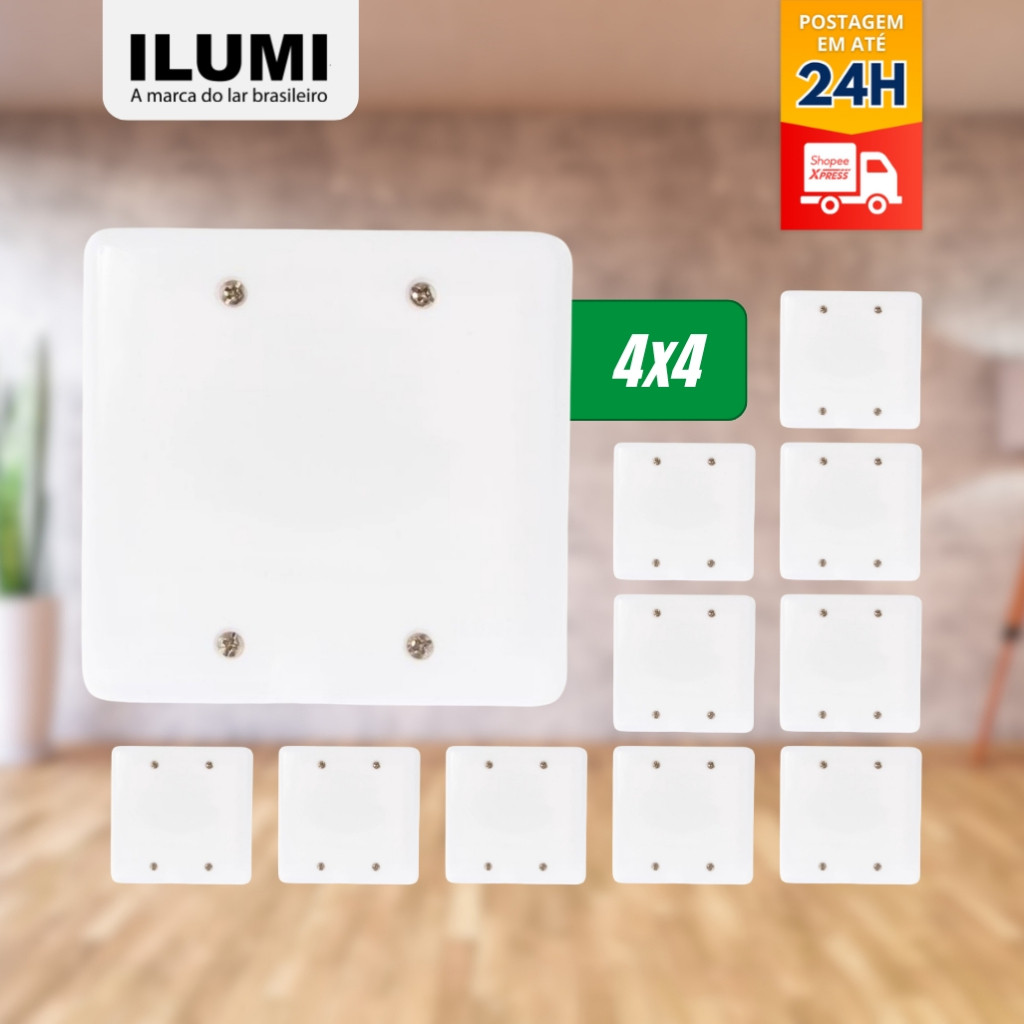 Kit c/10 Placa Espelho 4x4 Cega Stylus - Ilumi
