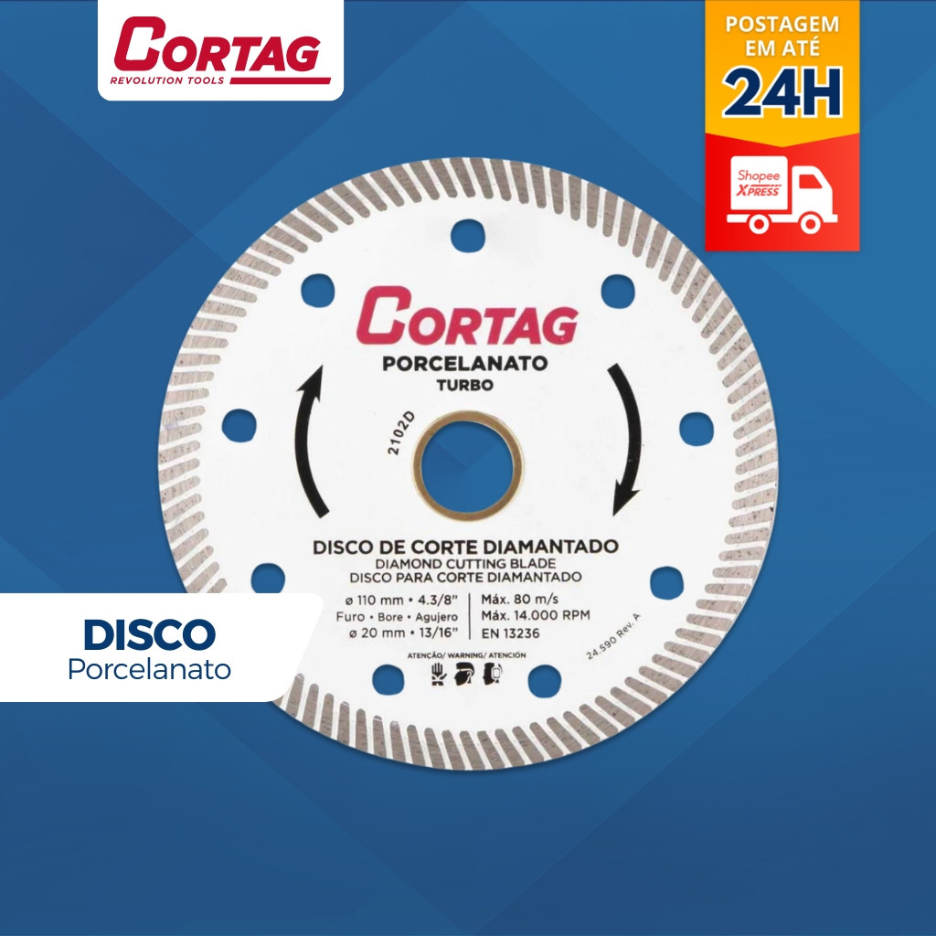 Disco Corte Diamantado Porcelanato Turbo 110mm 4.3/8 Cortag