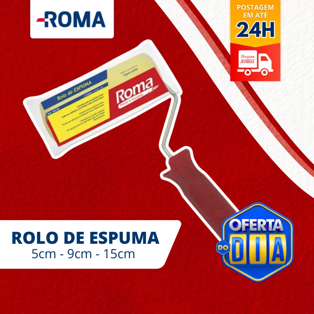 Rolinho de Espuma Roma Para Artesanato e Pinturas 1341 - 5cm, 9cm, 15cm Ferro, Madeira e Outros.
