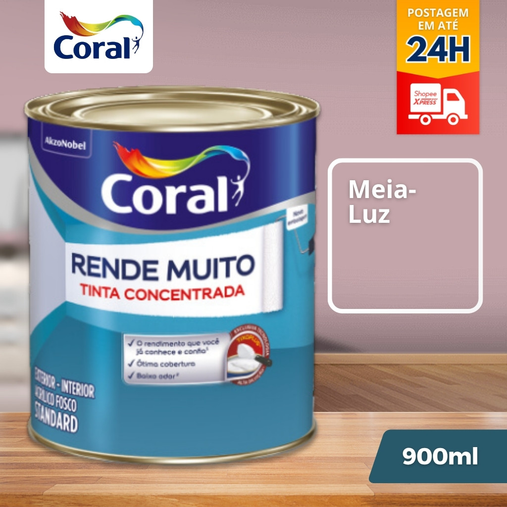 Tinta Coral Rende Muito Paredes e Tetos Meia Luz 800ml em Oferta na Shopee