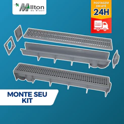 Ralo Linear Calha Para Piso Com Grelha Mallton 1,00x15cm