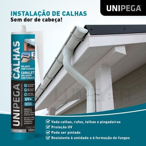 Silicone Adesivo Veda Calha Rufos Telhas Selante Unipega 280ml · foto 2