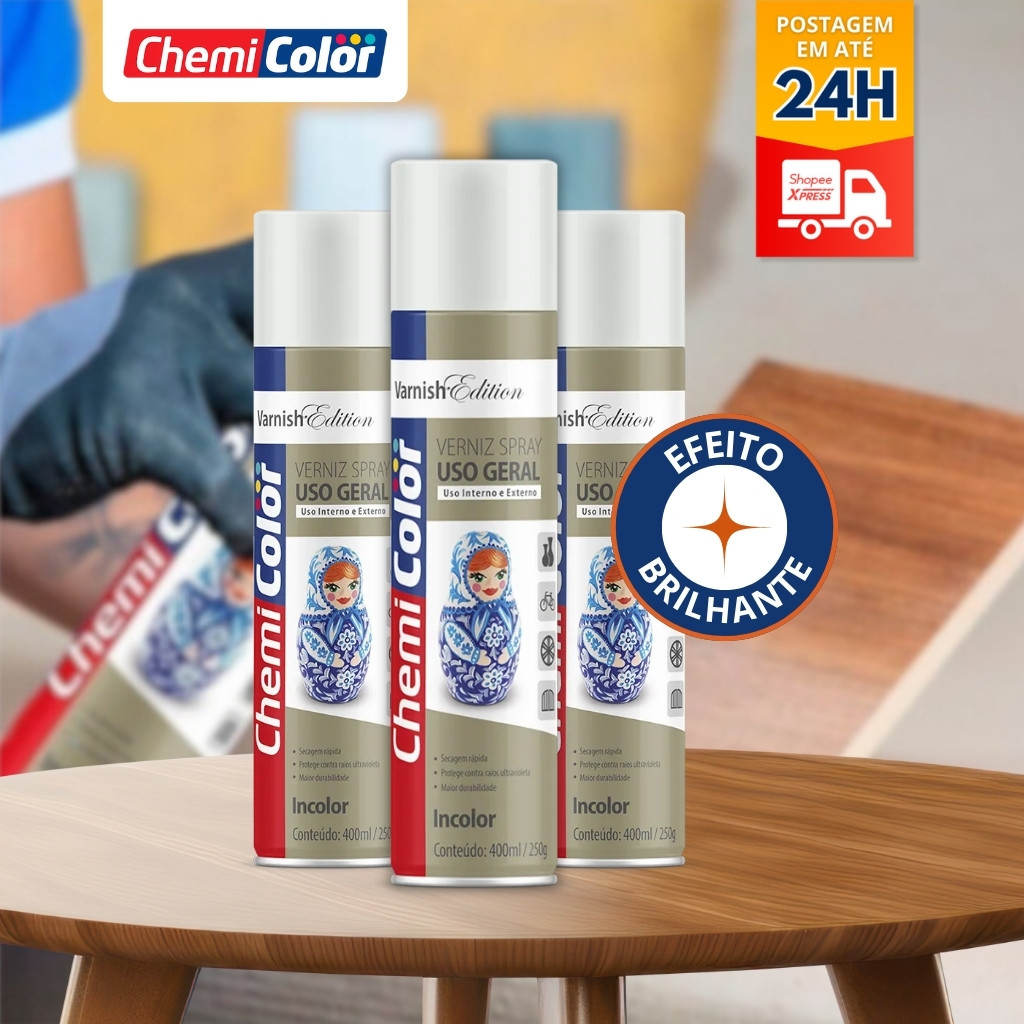 Verniz Spray para Uso Geral Incolor 400ml / 250g ChemiColor