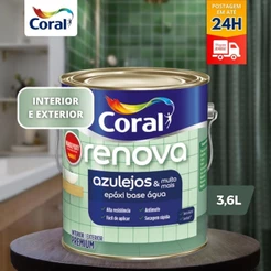 Tinta Renova Epoxi Base Água Azulejos Branco Brilhante ou acetinado 3,6l Coral