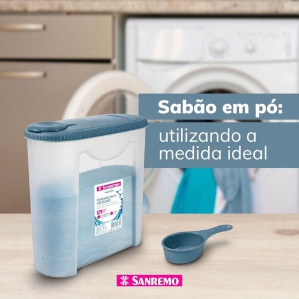 Pote Porta Sabão Em Pó Com Bico Direcionador Sanremo Com Rolo Adesivo para Pelos · foto 2