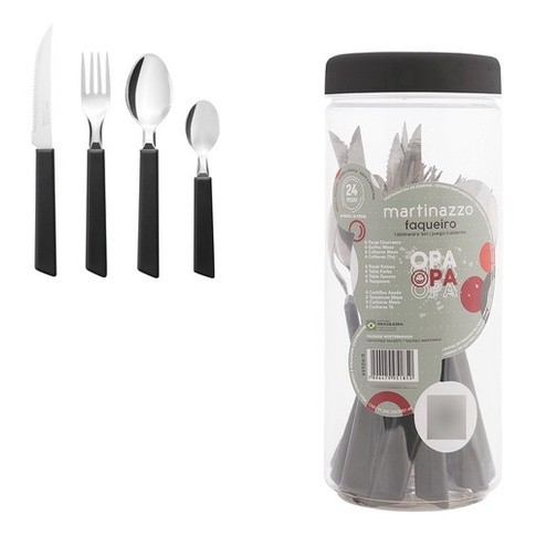 Faqueiro em Inox com Cabo Preto 24 Peças