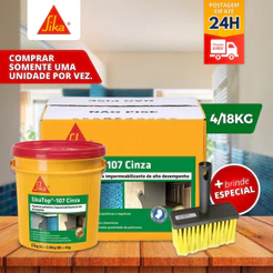 Impermeabilizante Sika Top -107 c/ 4/18KG + Broxa