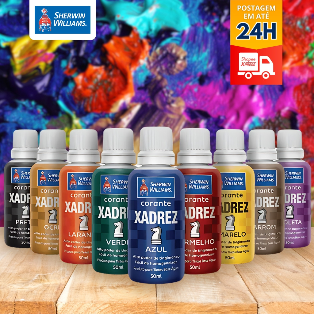Corante Líquido Bisnaga Xadrez Para Tintas Varias Cores Parede em Oferta na Shopee