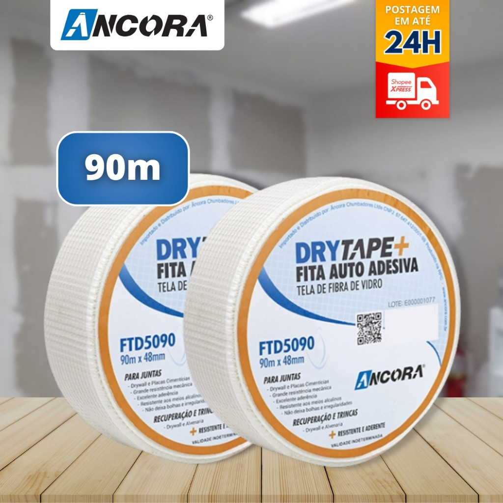 Fita Drywall Telada Adesiva Fibra Vidro Trincas 48mm X 90m