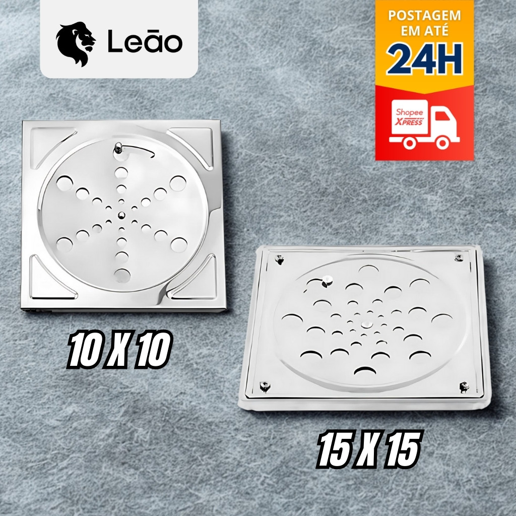 Ralo Tampa Grelha ( INOX QUADRADO ) Abre E Fecha Rotativo 10x10 ou 15x15