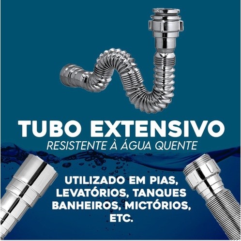 Tubo Extensivo Sifão Universal Cromado · foto 2