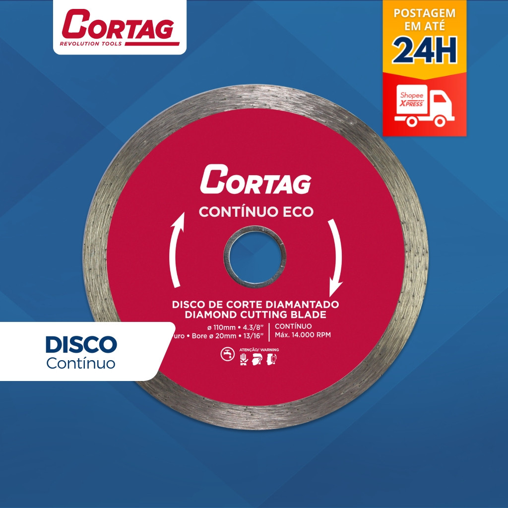 Disco Diamantado Porcelanato Cortag Continuo 110mm F.20mm Eco 61548