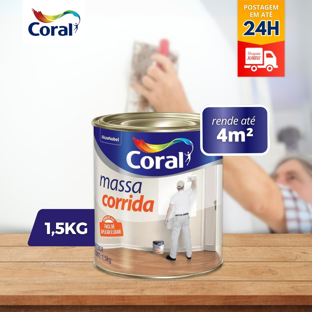 Massa Corrida Pva 1,5kg Fácil De Lixar E Aplicar - Coral
