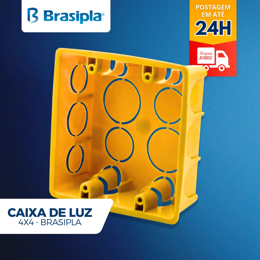 Caixa De Luz Pvc Amarela 4x4 - Brasipla