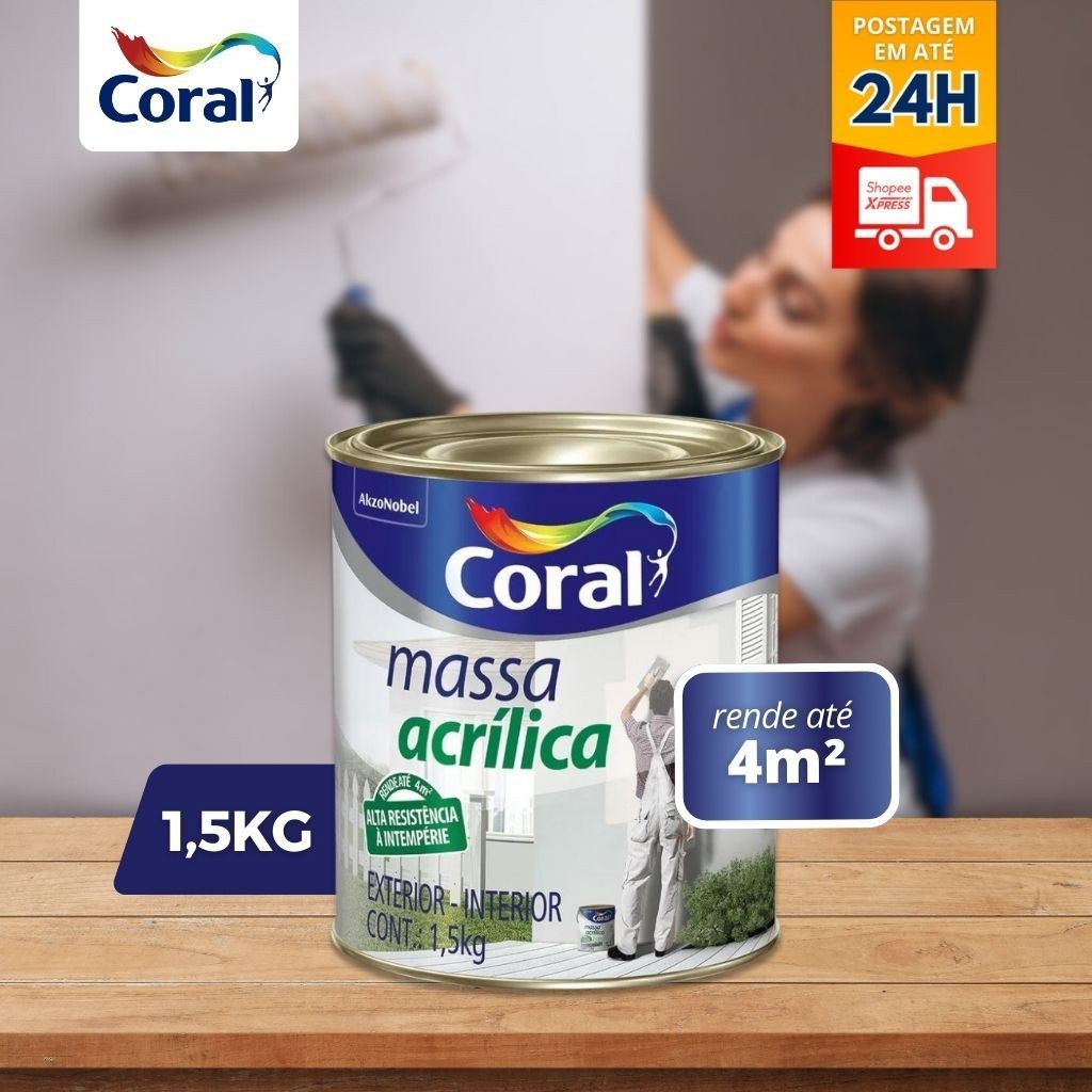 Massa Acrilica Áreas Úmidas - Interno E Externo Coral 900ml