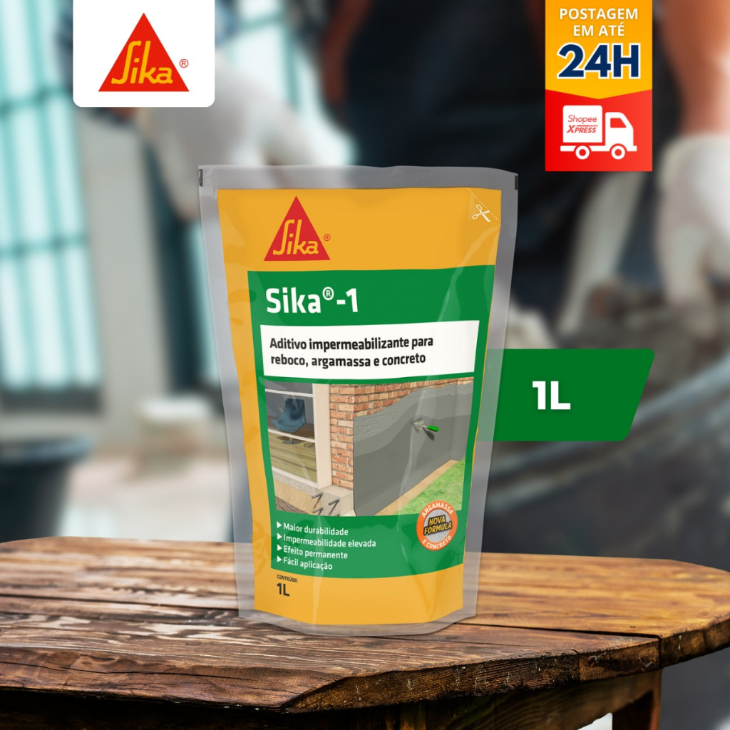 Aditivo Sika 1 1litro Impermeabilizante para cimento argamassa concreto