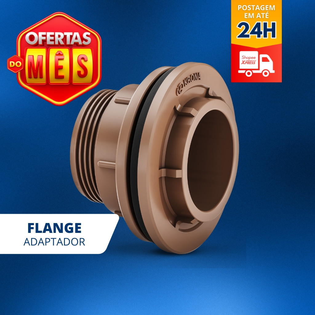 Flange Adaptador 20, 25, 32, 40, 50 e 60mmPara Caixa D’ Água ou Cisterna (MARROM)