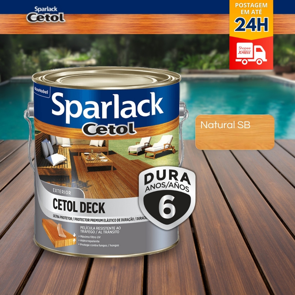 Verniz Semibrilho Cetol Deck Sparlack Natural 3,6L Para Proteção De Madeiras Ext