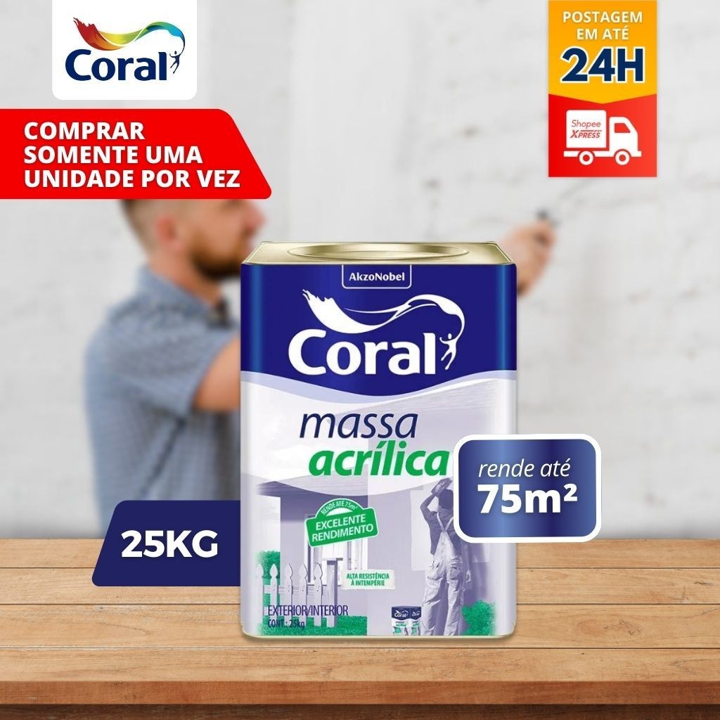 Massa Acrílica Coral Branca 25kg