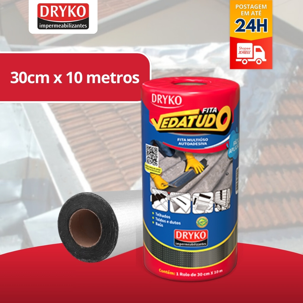 Fita Manta Asfáltica Auto Adesiva Aluminizada Multiuso  Impermeabilizante 30 cm x 10 mt