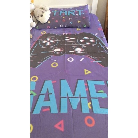 Jogo  De Lençol Cobre Leito + Fronha Quarto Infantil Jogo Video Game Gamer