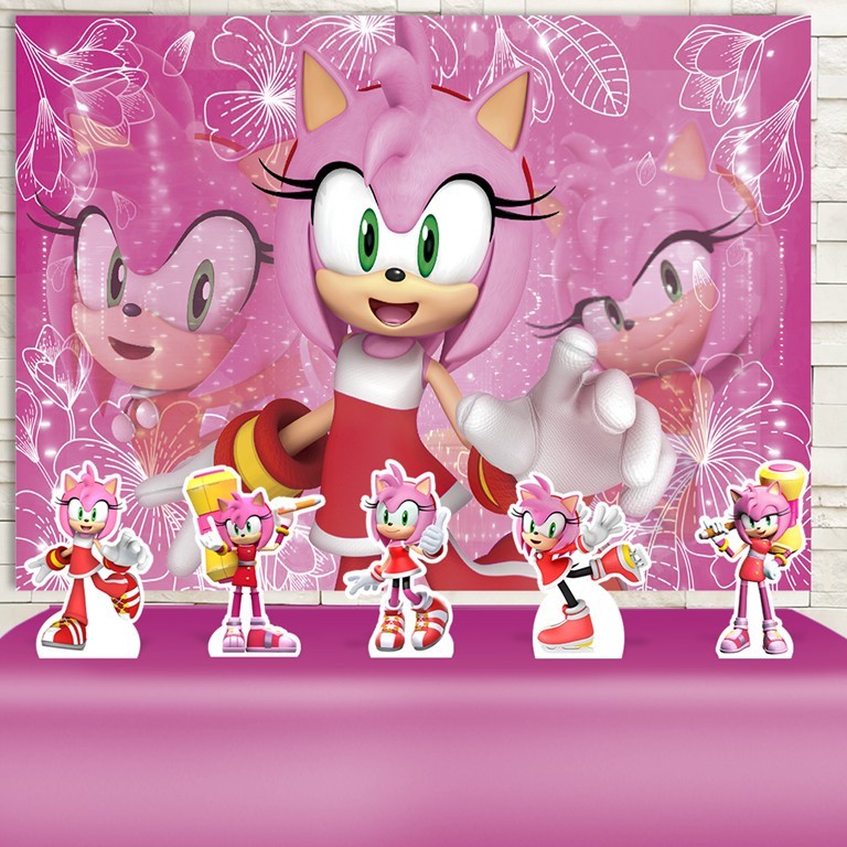 Festa Aniversário Amy Rose Sonic Decoração Kit Prata Cenários em Oferta na Shopee