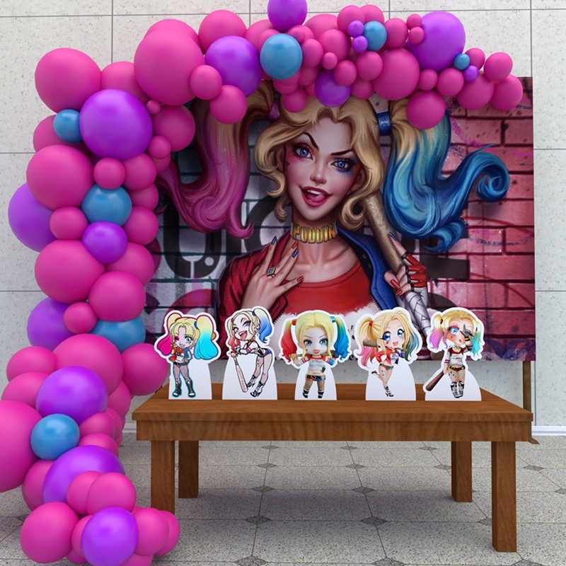 Só um Bolinho Festa Aniversário Alerquina Arlequina Decoração Cenário Kit Pegue e Monte Só um Bolinho Prático