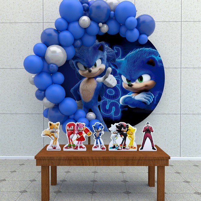 Kit Festa Painel Redondo Decoração Sonic Filme