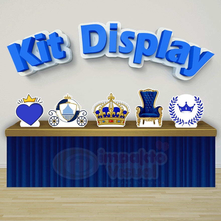 Kit 5 Displays De Mesa Festa Decoração Infantil Realeza menino em Oferta na Shopee