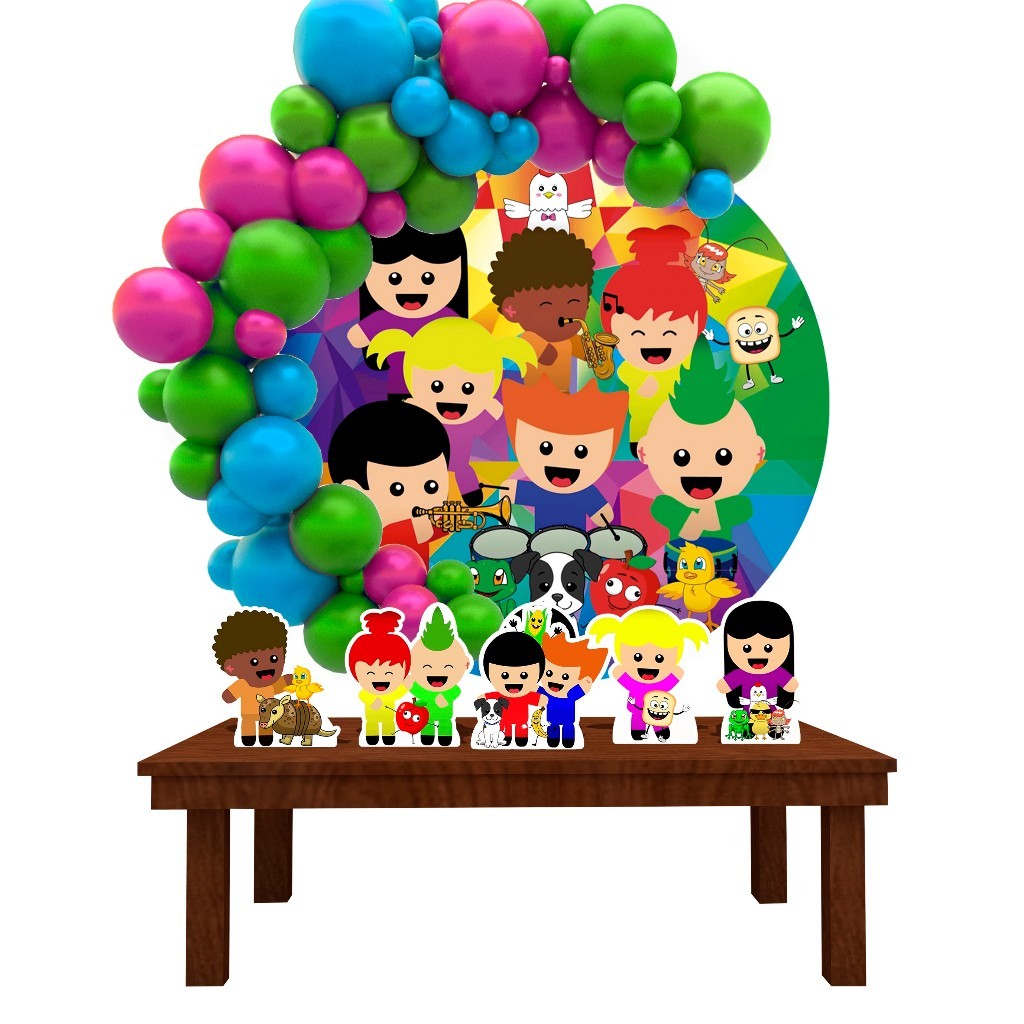 Kit Festa Painel Redondo Decoração Animadinhos 1,50 Diâmetro em Oferta na Shopee