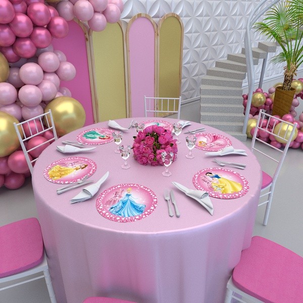 Kit 8 capas redondo Sousplat Supla Apoio de mesa infantil Princesas SPRIN222 30X30 em Oferta na Shopee