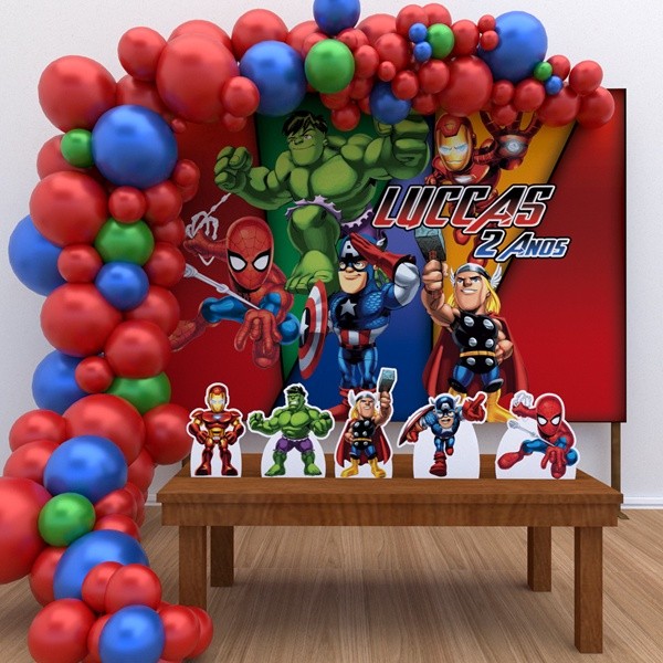 Kit Ouro Personalizado Festa Aniversário Vingadores Baby Decoração Cenários em Oferta na Shopee