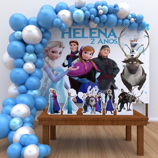 Kit Ouro Personalizado Festa Aniversário Frozen 3 Decoração Cenários