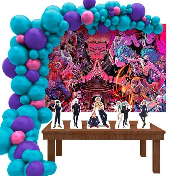 Kit Ouro Festa Aniversário Jujutsu Kaisen Desenho Decoração Cenários em Oferta na Shopee