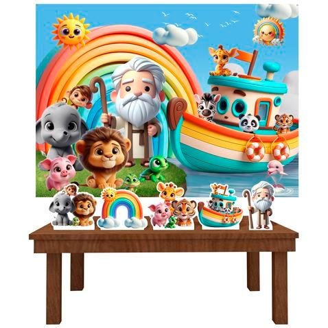Festa Aniversário Arca de Noé 3D Decoração Cenários Kit Prata em Oferta na Shopee