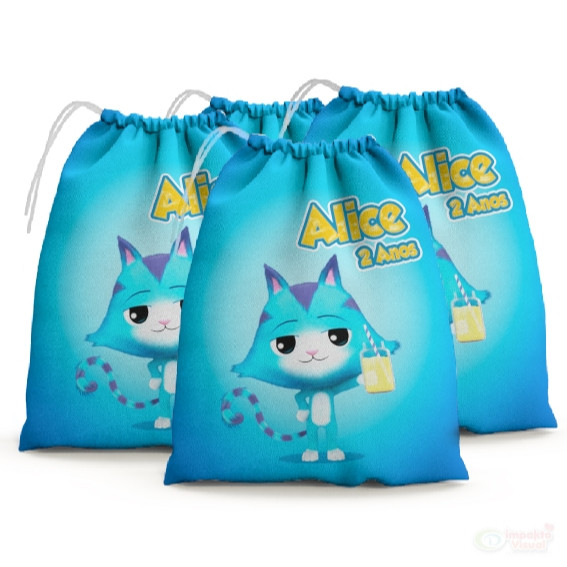 30 Sacolinhas Surpresa Personalizada Tecido A Casa Magina da Gabby Gatuno (15x20)