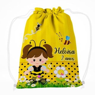 Sacolinhas Mochilinha Mochila de Costa  Personalizada Tactel Abelinha (20x30) . em Oferta na Shopee