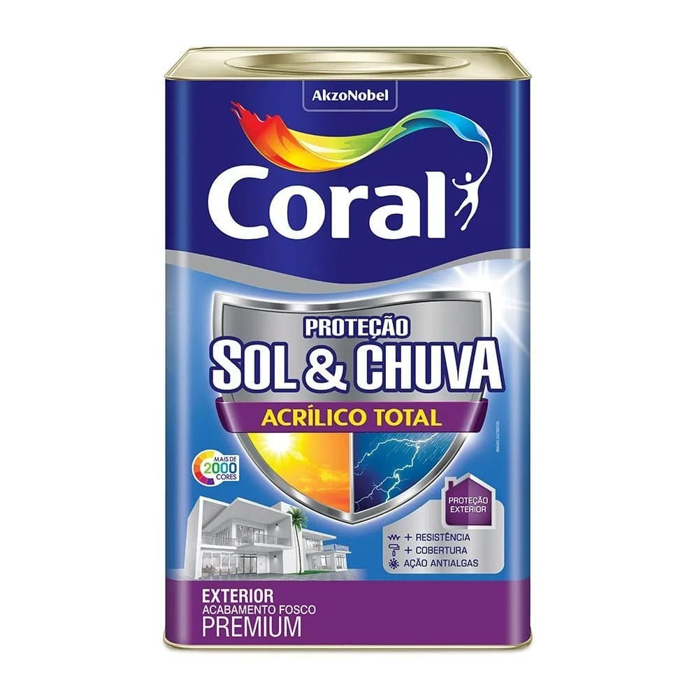 Tinta Acrílica Premium Fosca Coral Sol e Chuva 18L