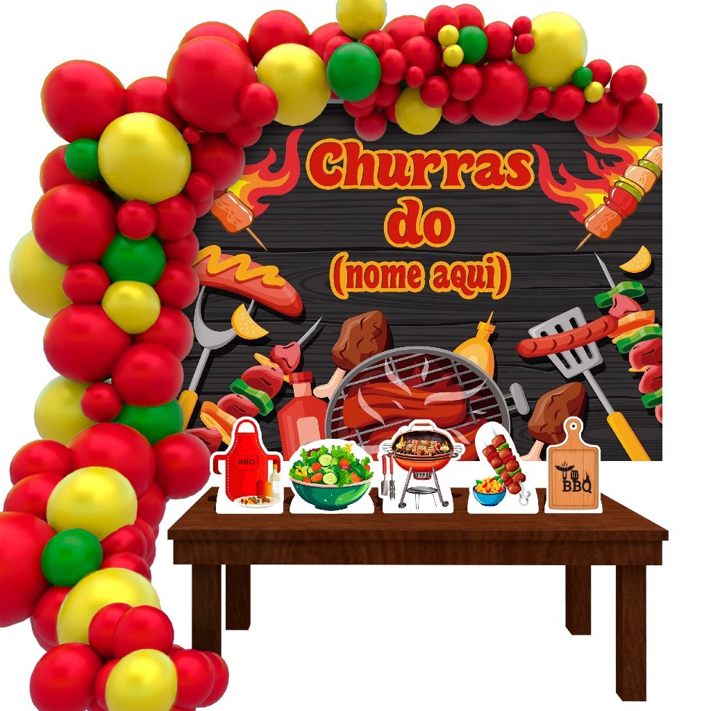 Kit Ouro Personalizado Festa Aniversário Churrasco Churrasqueiro com Nome Decoração Cenários em Oferta na Shopee
