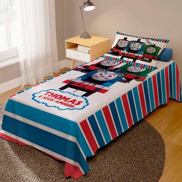 Jogo De Lençol Cobre Leito + Fronha Quarto Infantil Thomas e seus amigos em Oferta na Shopee