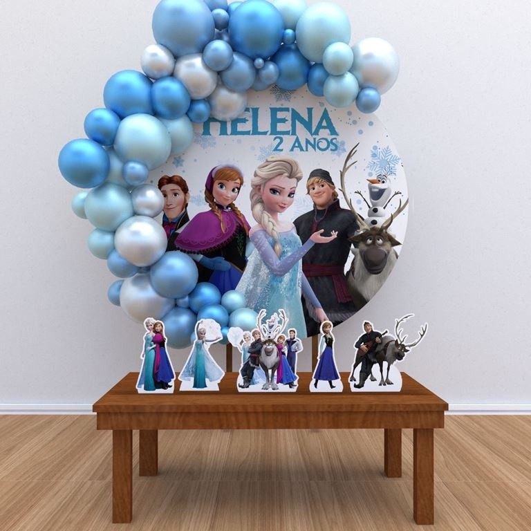 Kit Redondo Personalizado Painel display Festa Decoração Frozen 2 1,50 Diâmetro