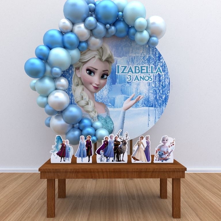 Kit Redondo Personalizado Painel display Festa Decoração Frozen 1 1,50 Diâmetro