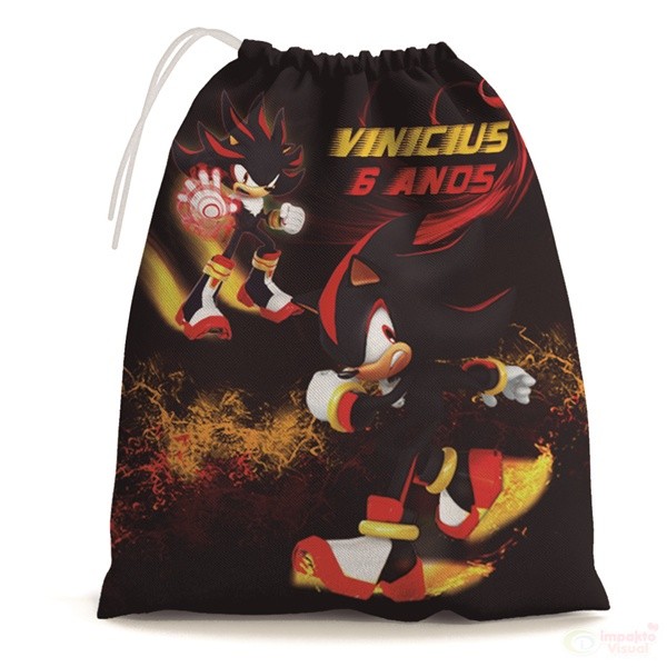 30 Sacolinhas Surpresa Personalizada Tecido Shadow the Hedgehog Sonic (15x20)