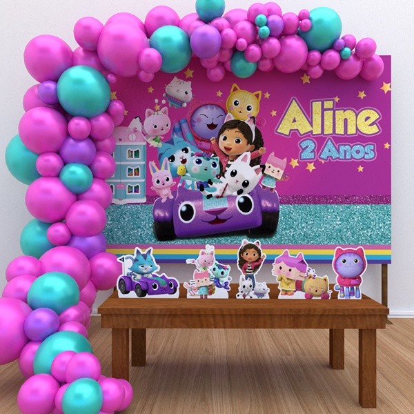 Kit Ouro Personalizado Festa Aniversário A Casa Magina da Gabby Decoração Cenários em Oferta na Shopee