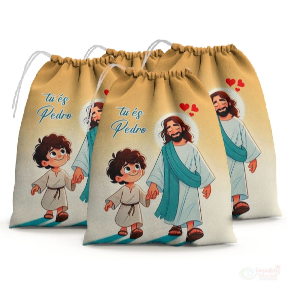 30 Sacolinhas Surpresa Personalizada Tecido Tu és Pedro (15x20) em Oferta na Shopee