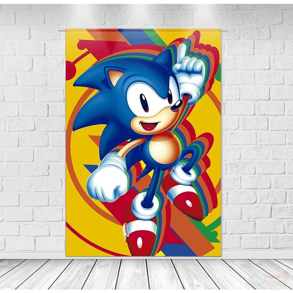 Painel Decoração Retangular Tecido Sublimado Sonic 1,50x2,20