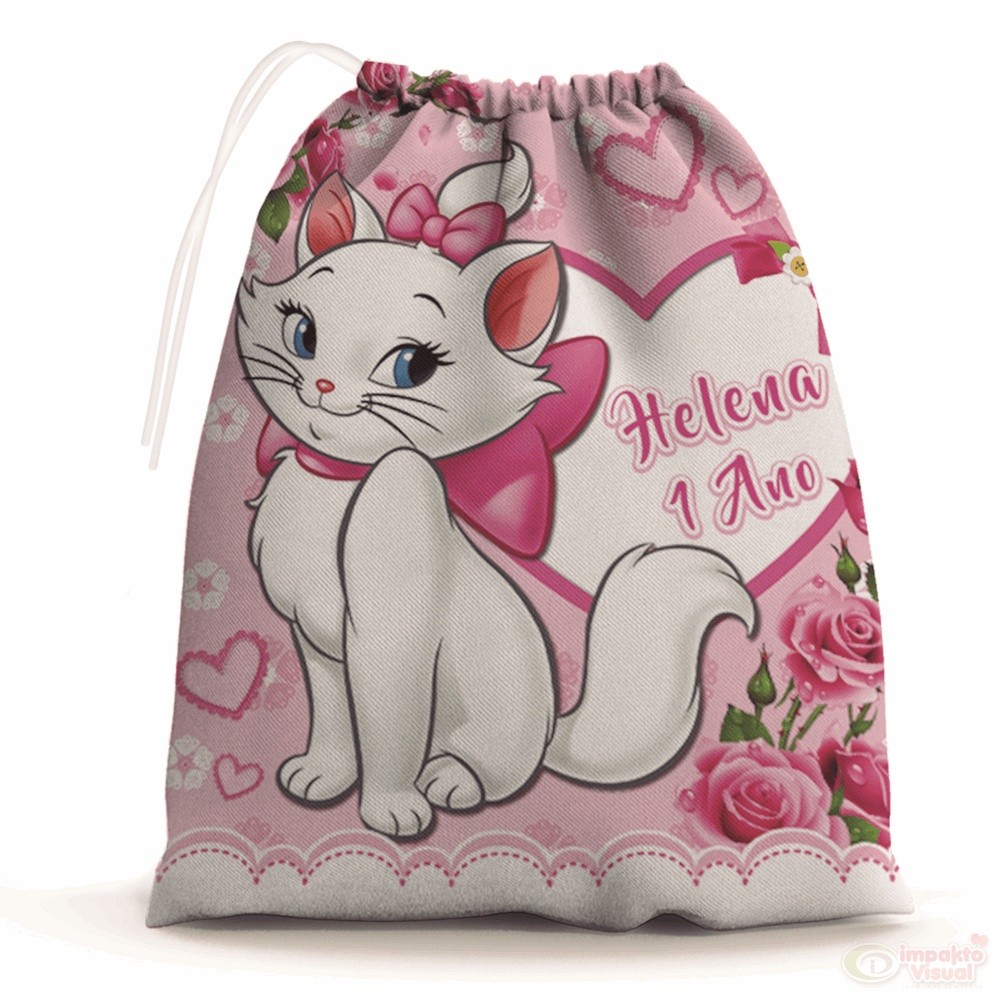 30 Sacolinhas Surpresa Personalizada Tecido Gata Marie  (15x20)