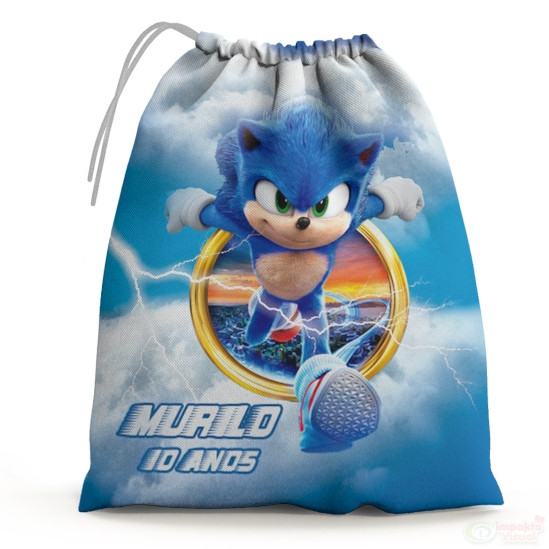 30 Sacolinhas Surpresa Personalizada Tecido Sonic  (15x20)