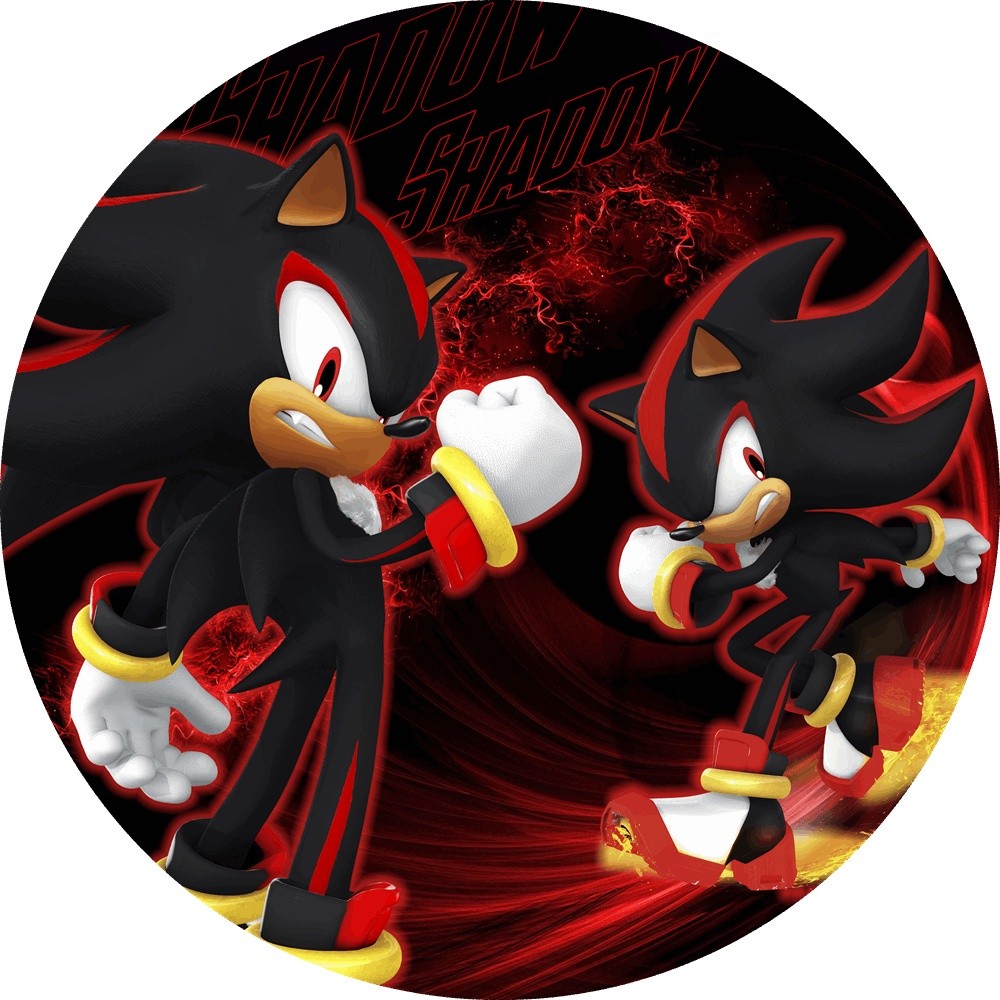 Painel Festa Decoração Redondo Sublimado Sonic Shadow the Hedgehog 1,50x1,50