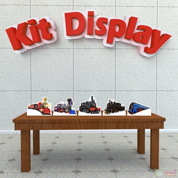 Kit 5 Displays De Mesa Festa Decoração Infantil Locomotiva Trem Maria Fumaça